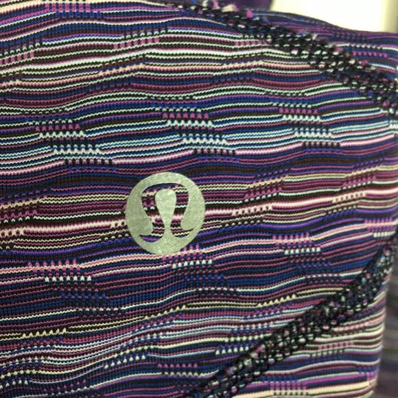 Lululemon Purple Stripe Wunder Under Crop  Leggings size 4 - Picture 6 of 7